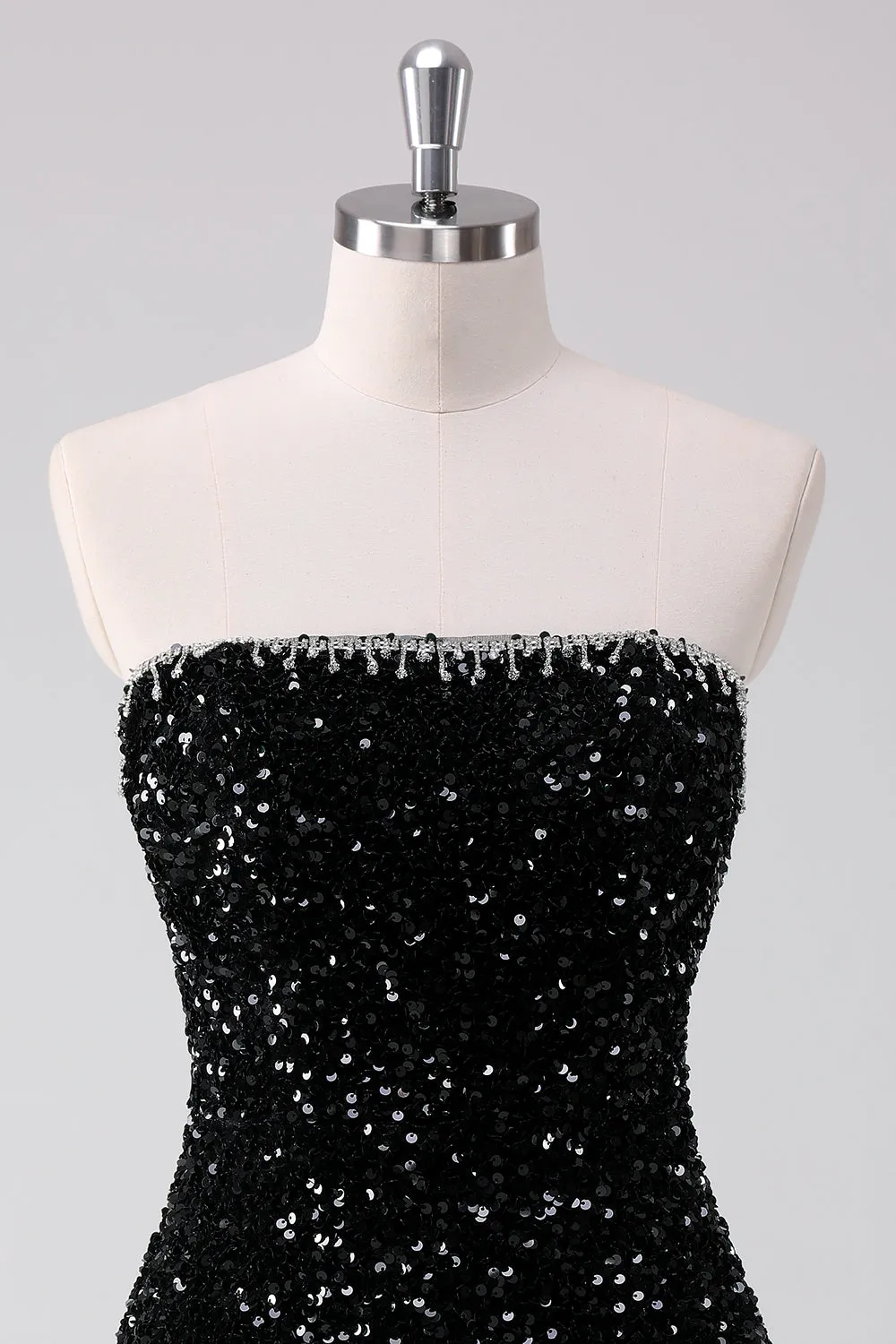 Sparkly Black A-Line Strapless Sequins Short Homecoming Dress sold by Zapaka product image thumbnail 4