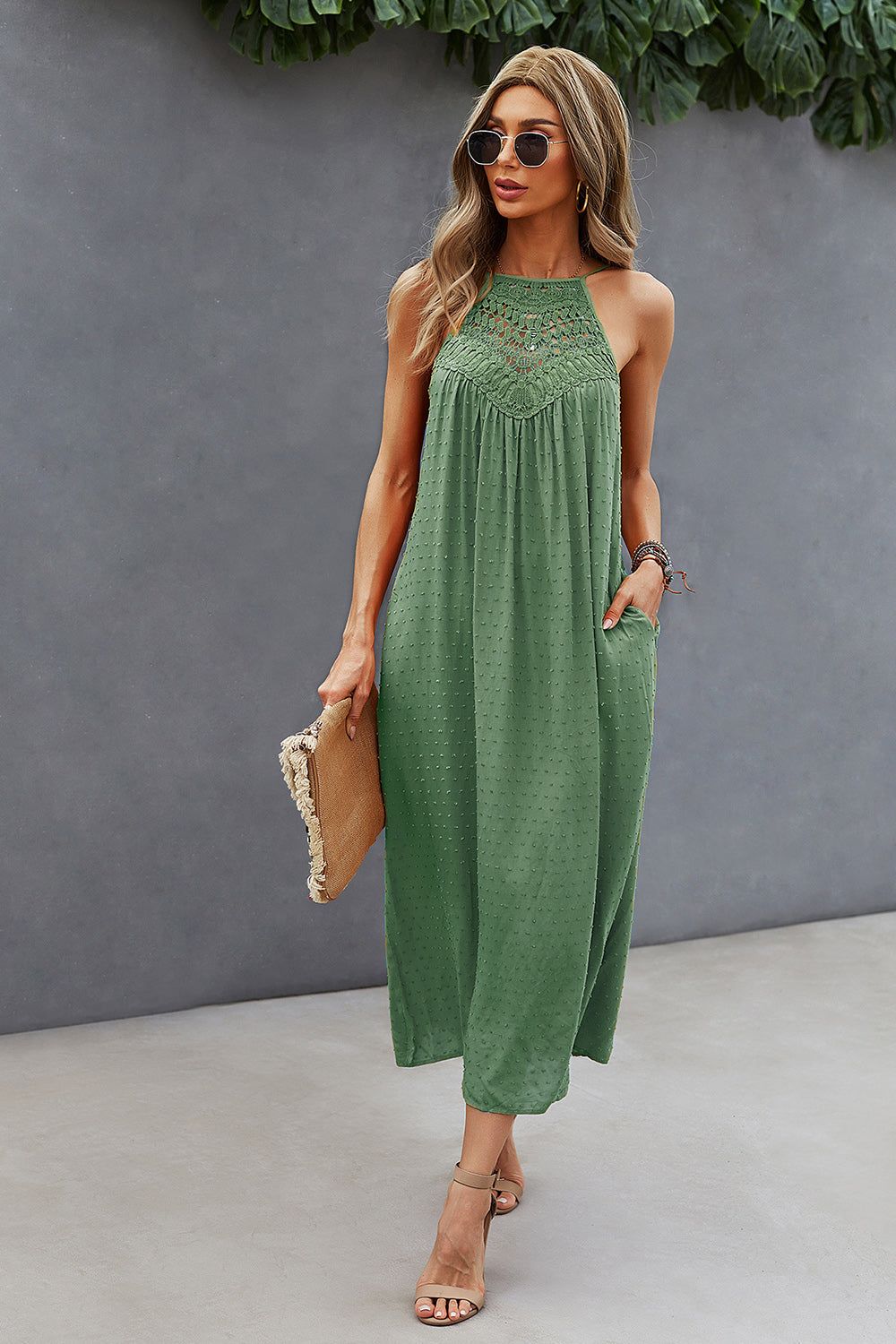 Halter Sleeveless A Line Long Summer Dress sold by Zapaka product image thumbnail 3