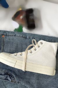 White High Top Lace Up Canvas Sneakers sold by Zapaka