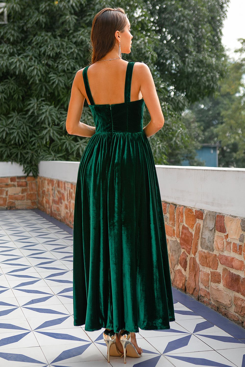 Dark Green Velvet Prom Dress sold by Zapaka product image thumbnail 2