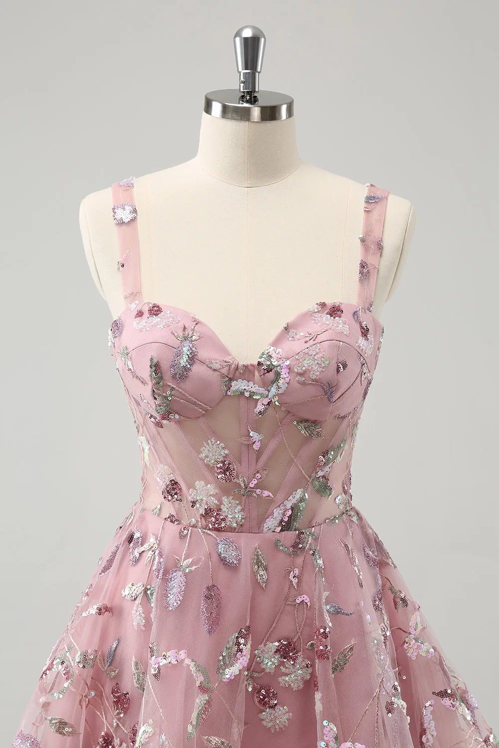 Blush A-Line Spaghetti Straps Short Corset Homecoming Dress with Beading sold by Zapaka product image thumbnail 4