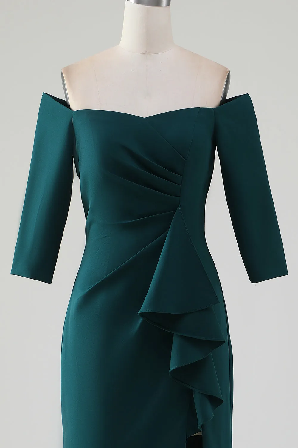 Dark Green Mermaid Off The Shoulder Cascading Ruffle Mother Of The Bride Dress sold by Zapaka product image thumbnail 4