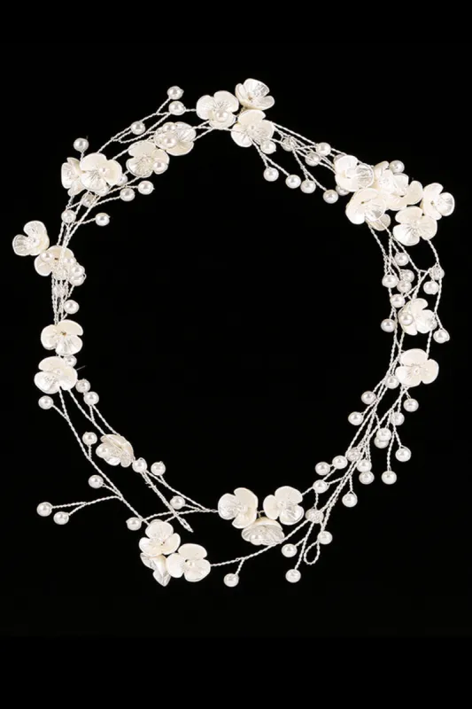 Flower White Bridal Headband sold by Zapaka