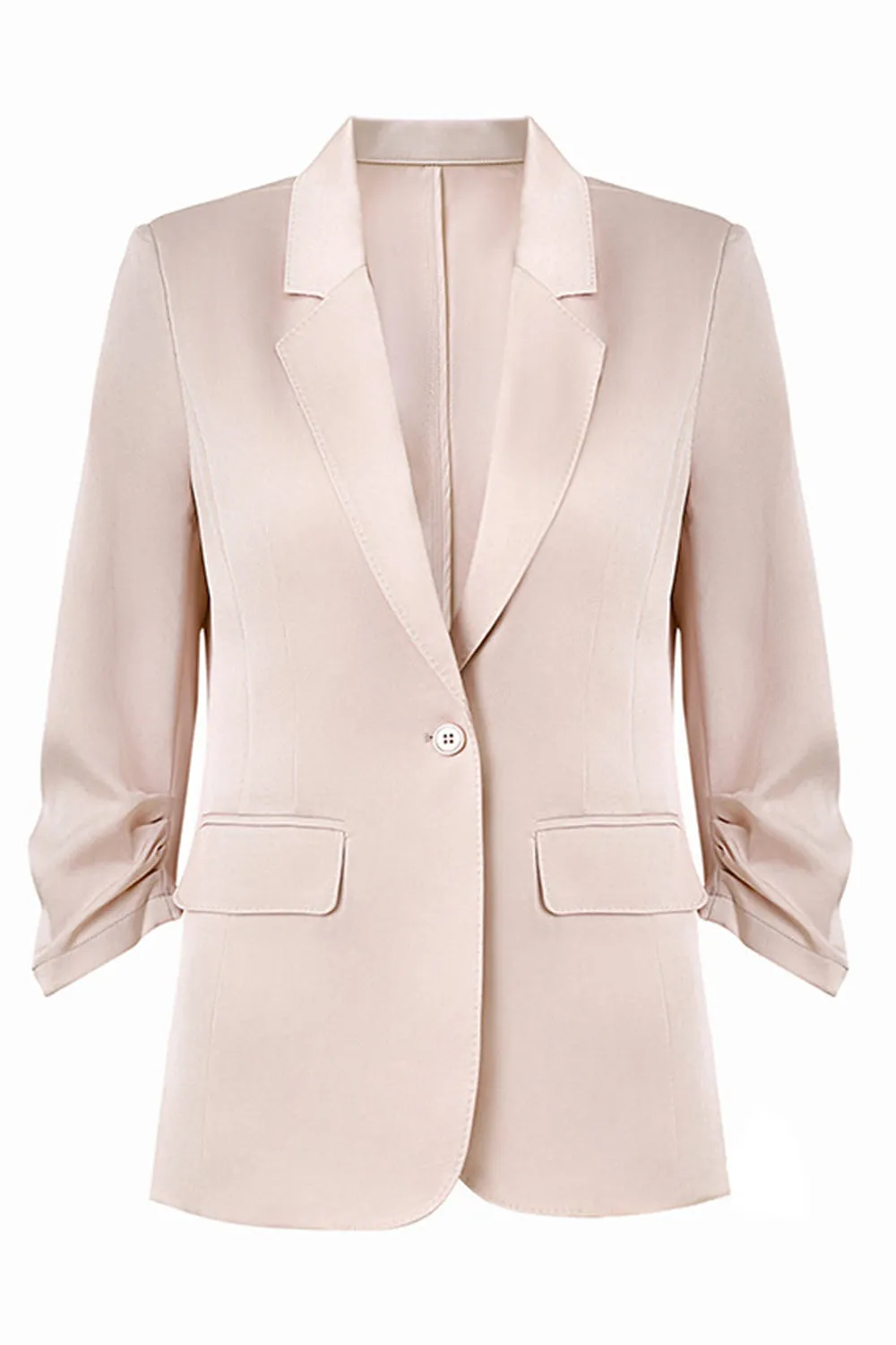 Champagne Notched Lapel Long Sleeves One Button Blazer sold by Zapaka product image thumbnail 3