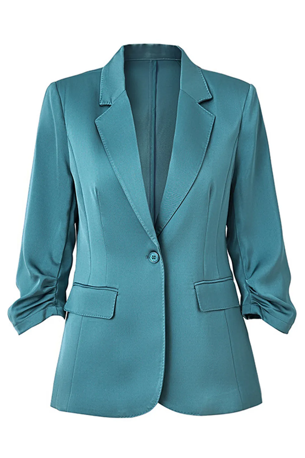 Champagne Notched Lapel Long Sleeves One Button Blazer sold by Zapaka product image thumbnail 4