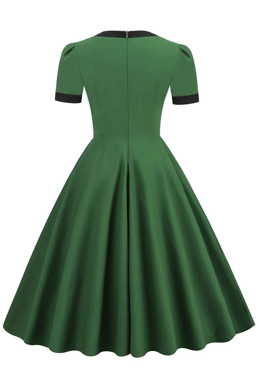 Dark Green Swing 1950s Dress with Bow sold by Zapaka product image thumbnail 2