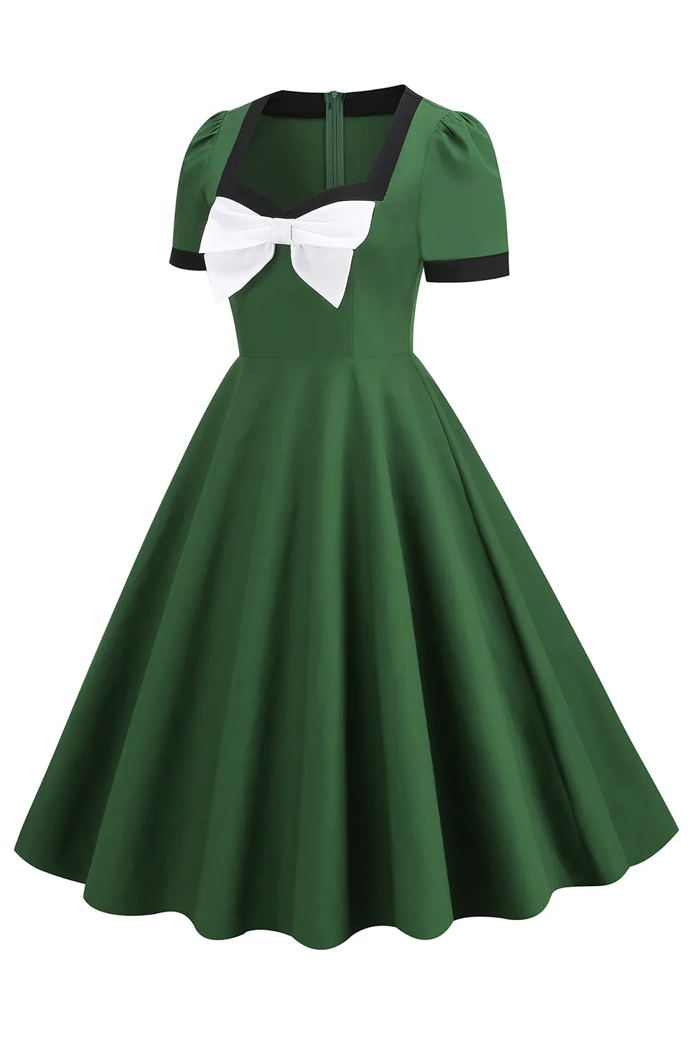 Dark Green Swing 1950s Dress with Bow sold by Zapaka product image thumbnail 3