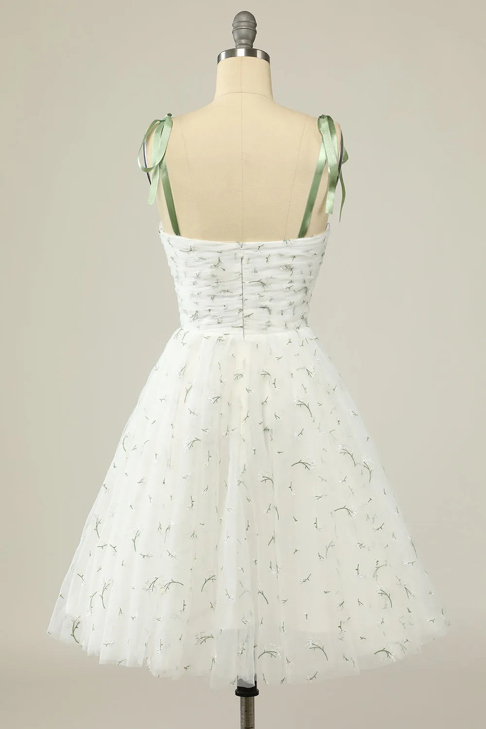 Stylish Spaghetti Straps Short White Dress with Embroidery sold by Zapaka product image thumbnail 2