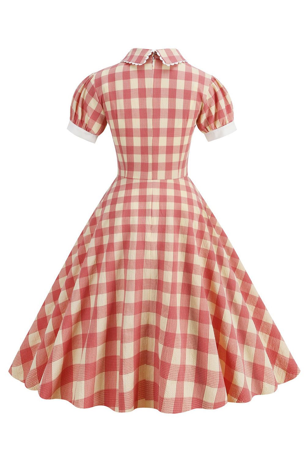 Blue Plaid Doll Collar Vintage Dress with Short Sleeves sold by Zapaka product image thumbnail 10