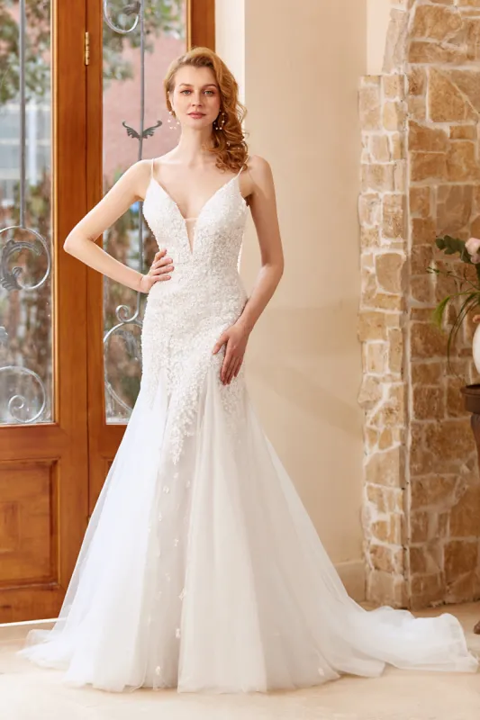 Mermaid Chruch Sweep Train Wedding Dress sold by Zapaka