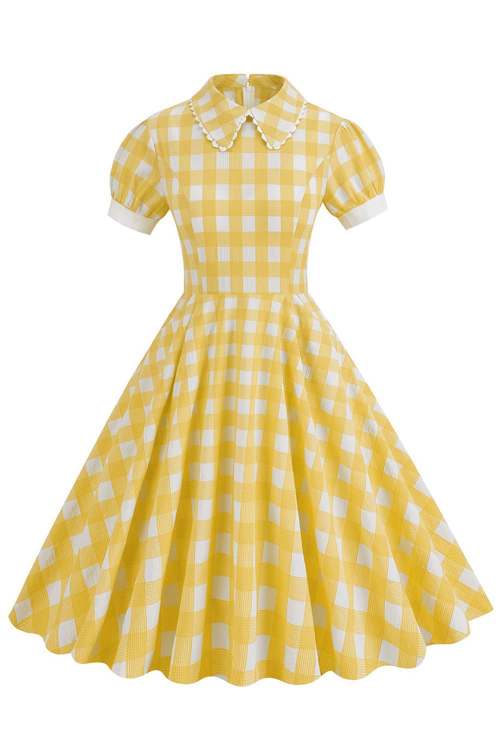 Blue Plaid Doll Collar Vintage Dress with Short Sleeves sold by Zapaka product image thumbnail 5