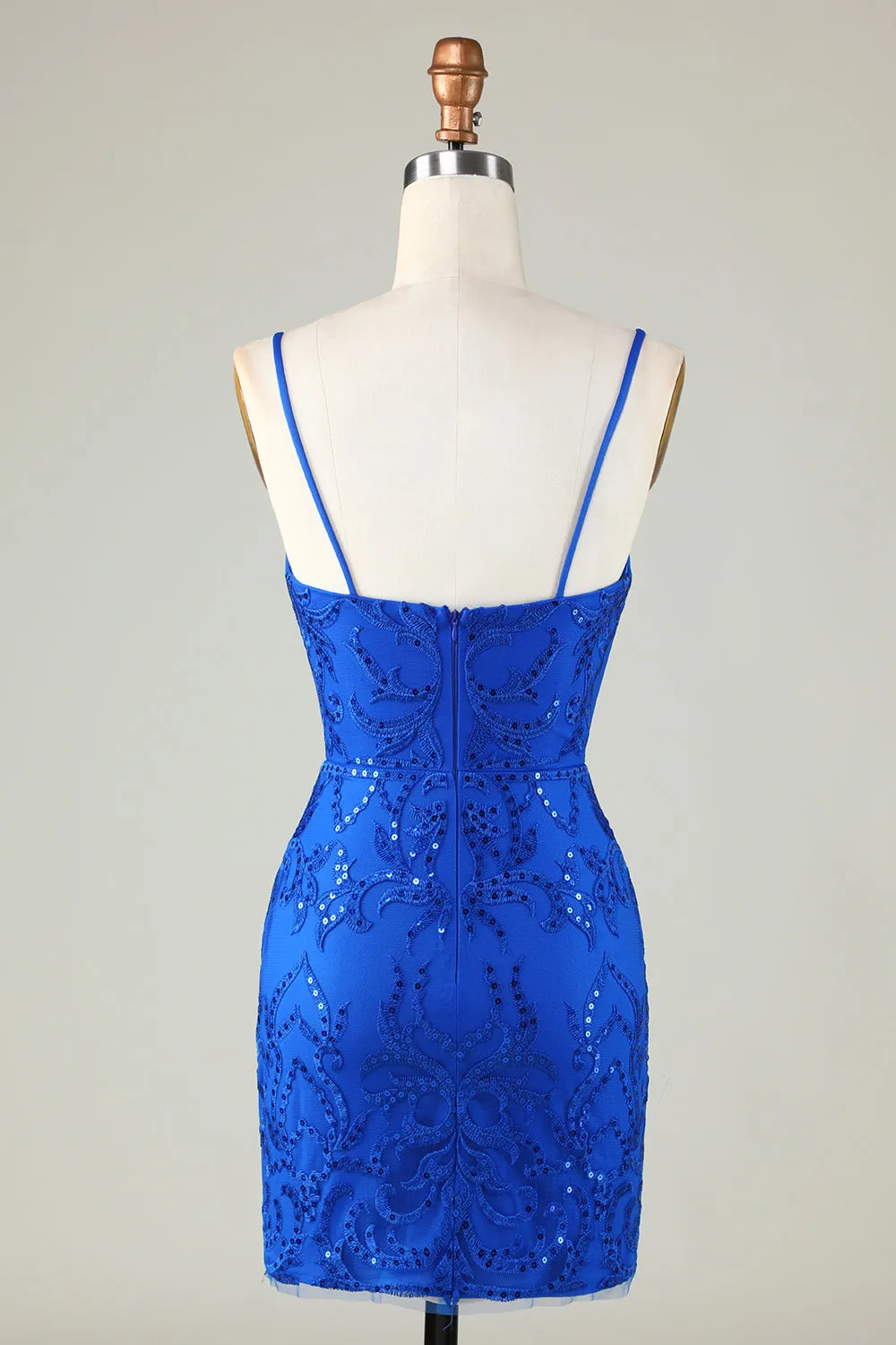 Sparkly Royal Blue Sequins Spaghetti Straps Tight Short Homecoming Dress sold by Zapaka product image thumbnail 2