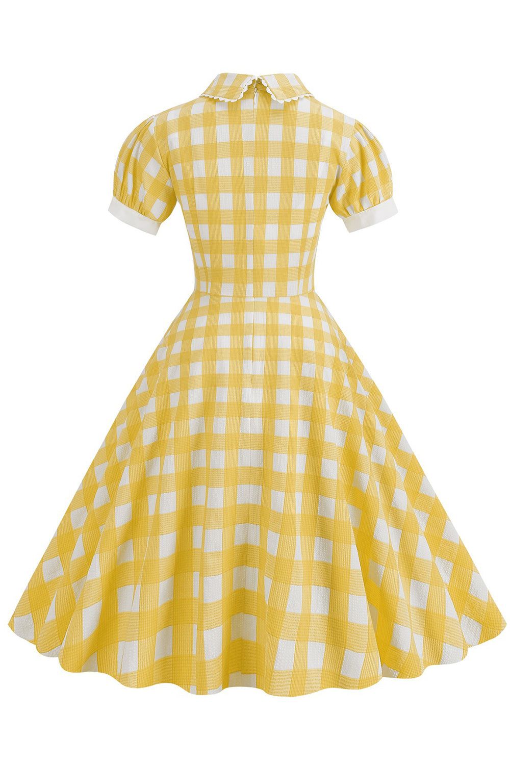 Blue Plaid Doll Collar Vintage Dress with Short Sleeves sold by Zapaka product image thumbnail 6