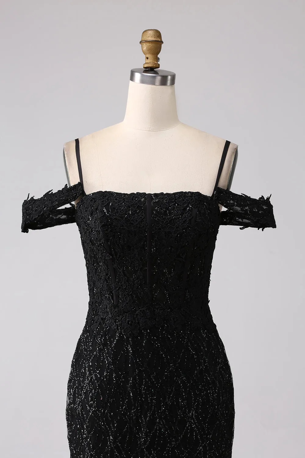 Black Mermaid Cold Shoulder Long Prom Dress with Slit sold by Zapaka product image thumbnail 5