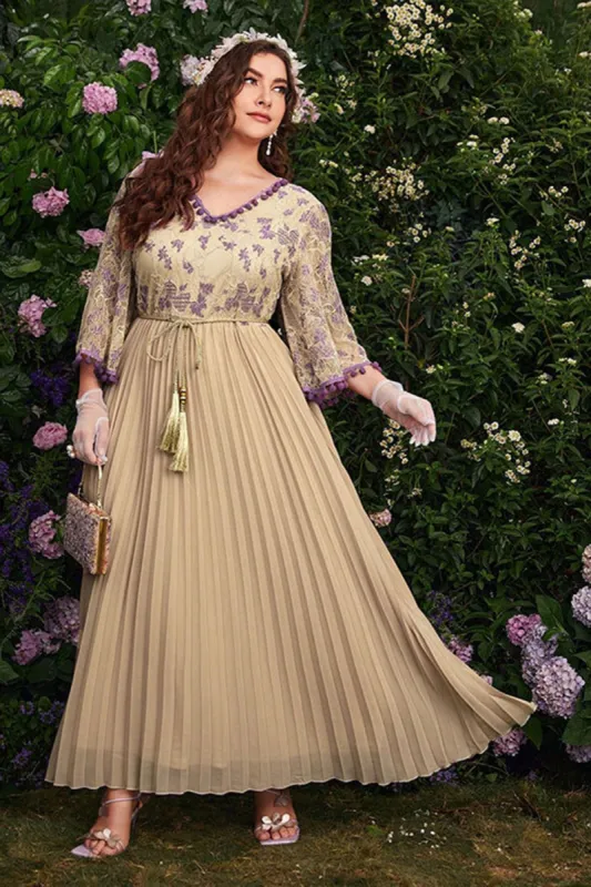 Apricot A Line Plus Size Formal Dress with Ruffles sold by Zapaka