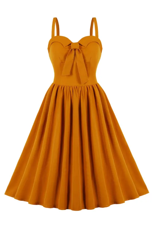 Spaghetti Straps Yellow Swing Vintage Dress sold by Zapaka