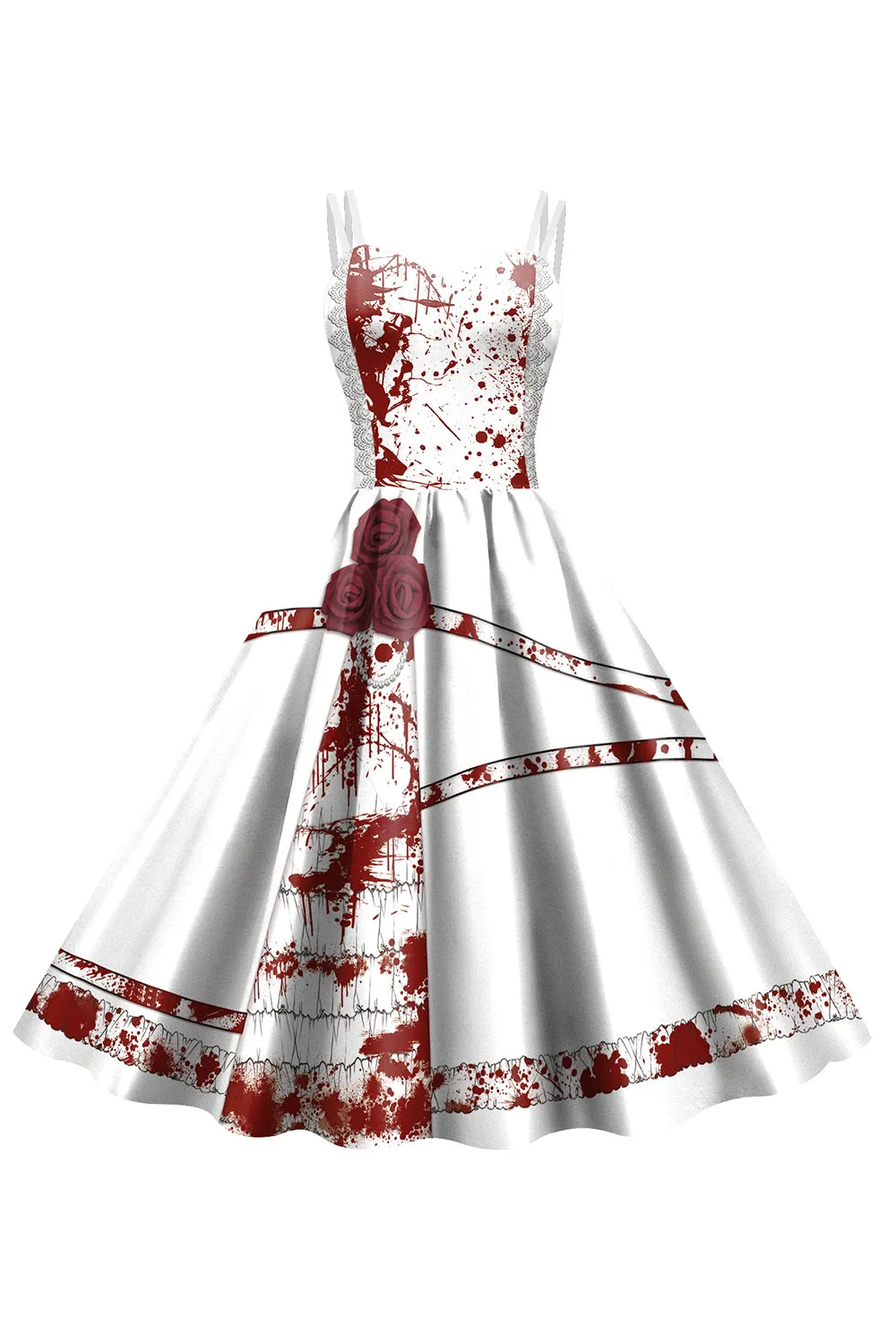 Black Halloween A-line Spaghetti Strap Vintage Dress sold by Zapaka product image thumbnail 2