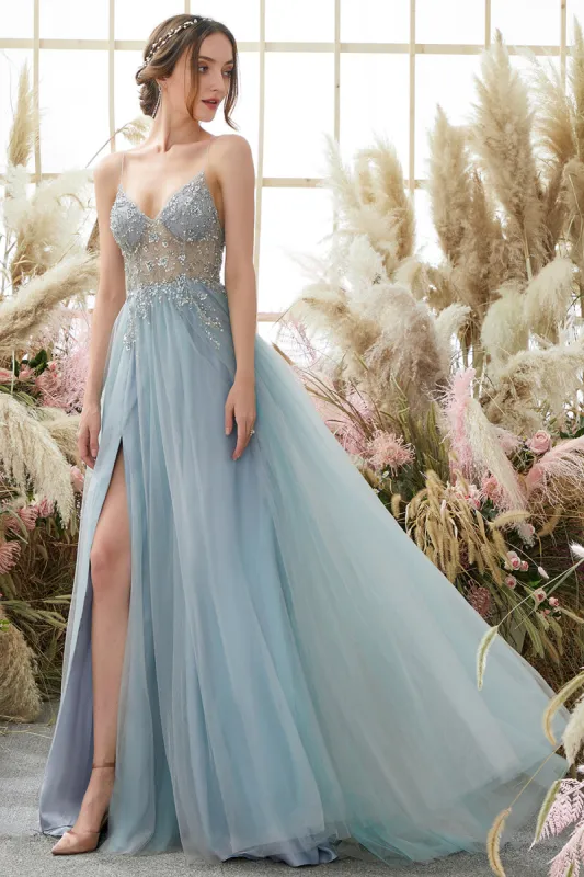 Light Blue Beading Tulle Prom Dress sold by Zapaka