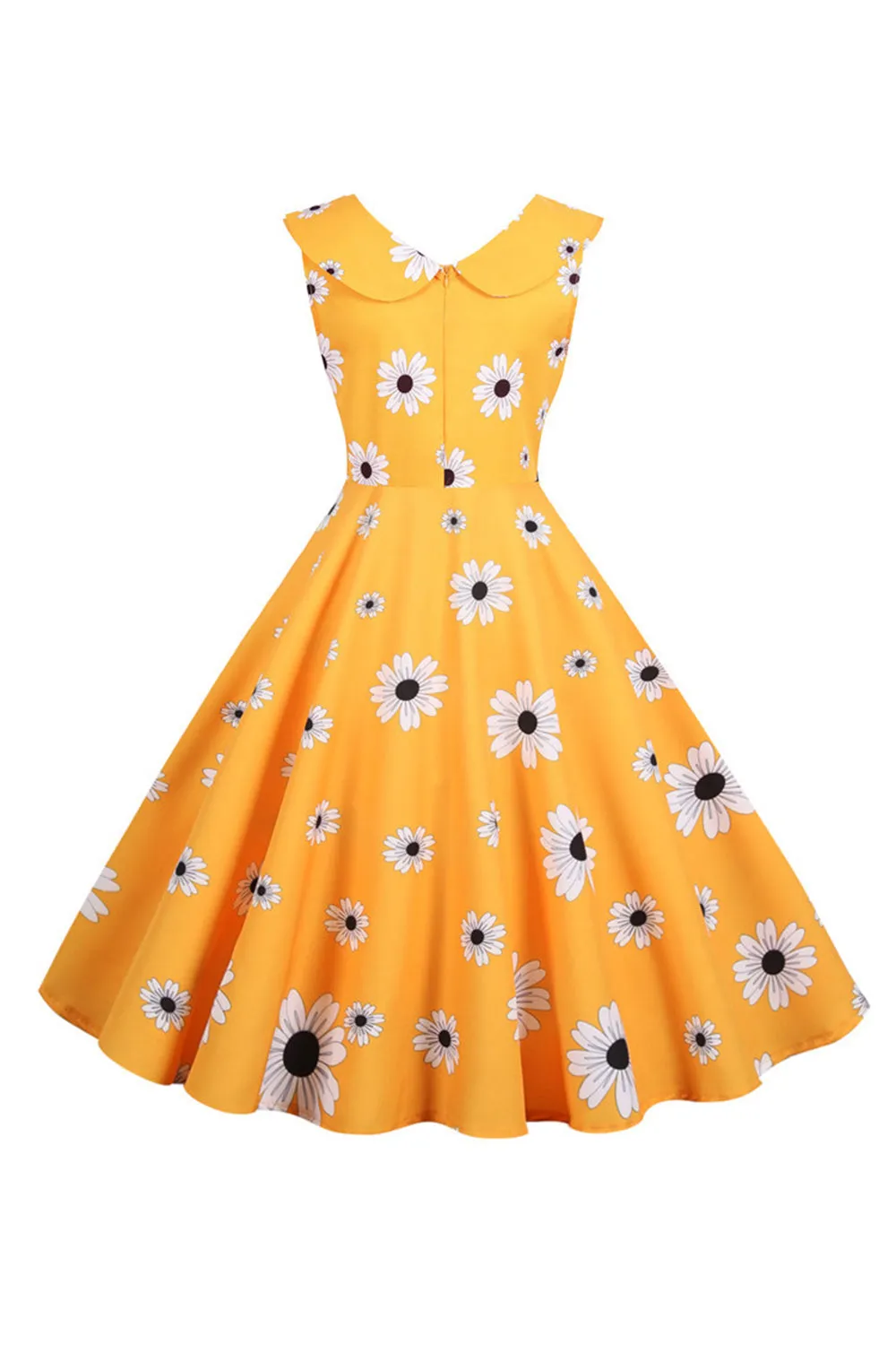 Sleeveless Printed Yellow 1950s Dress sold by Zapaka product image thumbnail 2