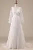 Ivory Chiffon Sweep Train Boho Wedding Dress with Lace sold by Zapaka