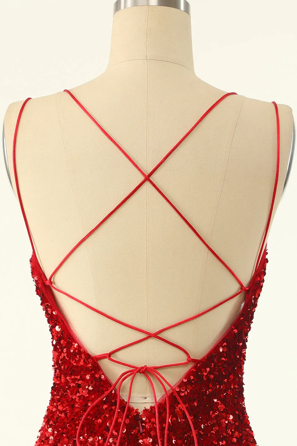 Red Sequins Tight Short Homecoming Dress sold by Zapaka product image thumbnail 5