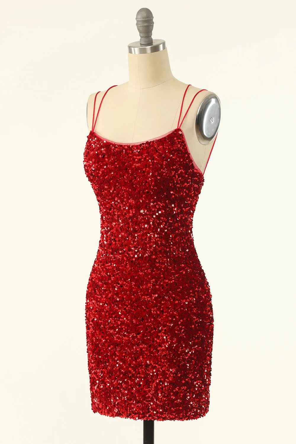 Red Sequins Tight Short Homecoming Dress sold by Zapaka product image thumbnail 3