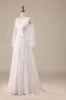 Ivory Chiffon Sweep Train Boho Wedding Dress with Lace sold by Zapaka