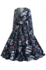 V Neck Skull Printed Navy Halloween Dress sold by Zapaka