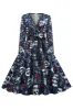 V Neck Skull Printed Navy Halloween Dress sold by Zapaka
