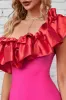 Hot Pink One Shoulder Cocktail Dress with Ruffles sold by Zapaka