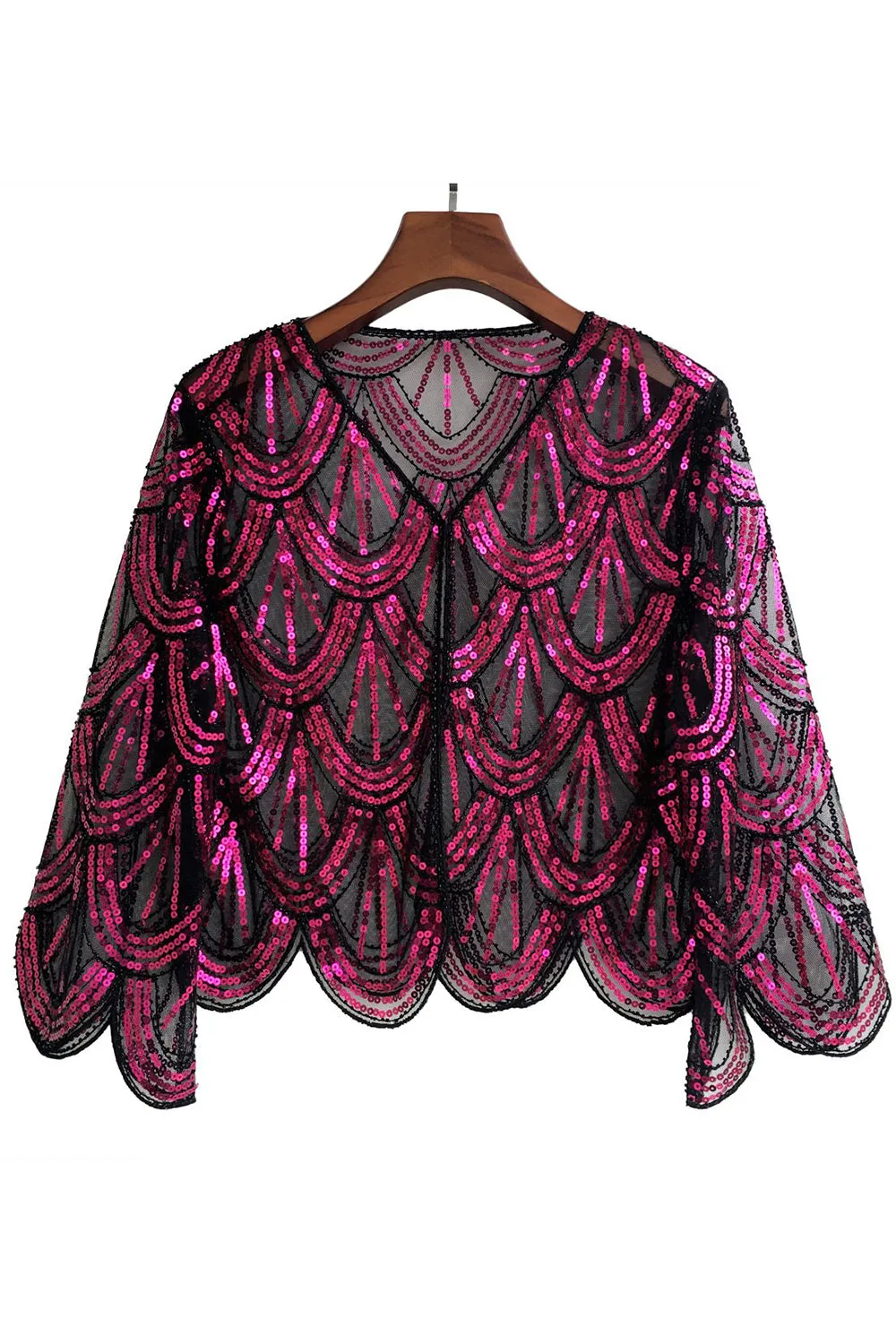 Sequined Black Fuchsia 1920s Cape sold by Zapaka