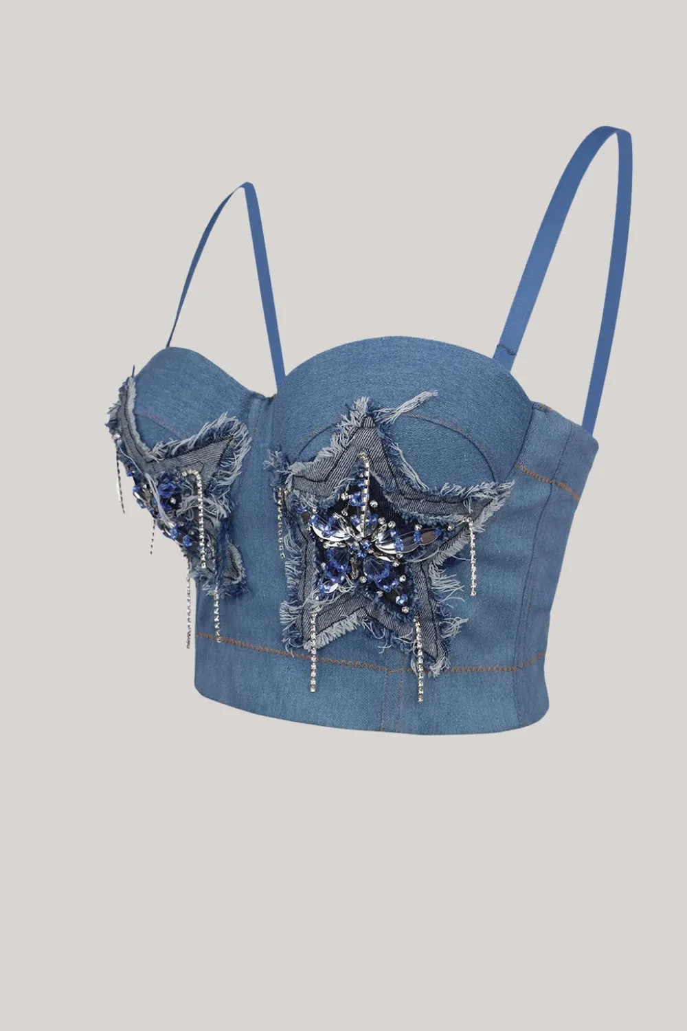 Sparkly Blue Jeans Corset Top With Stars sold by Zapaka product image thumbnail 3