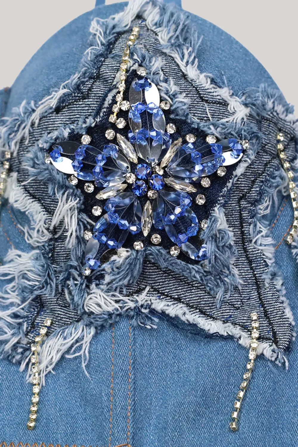 Sparkly Blue Jeans Corset Top With Stars sold by Zapaka product image thumbnail 4