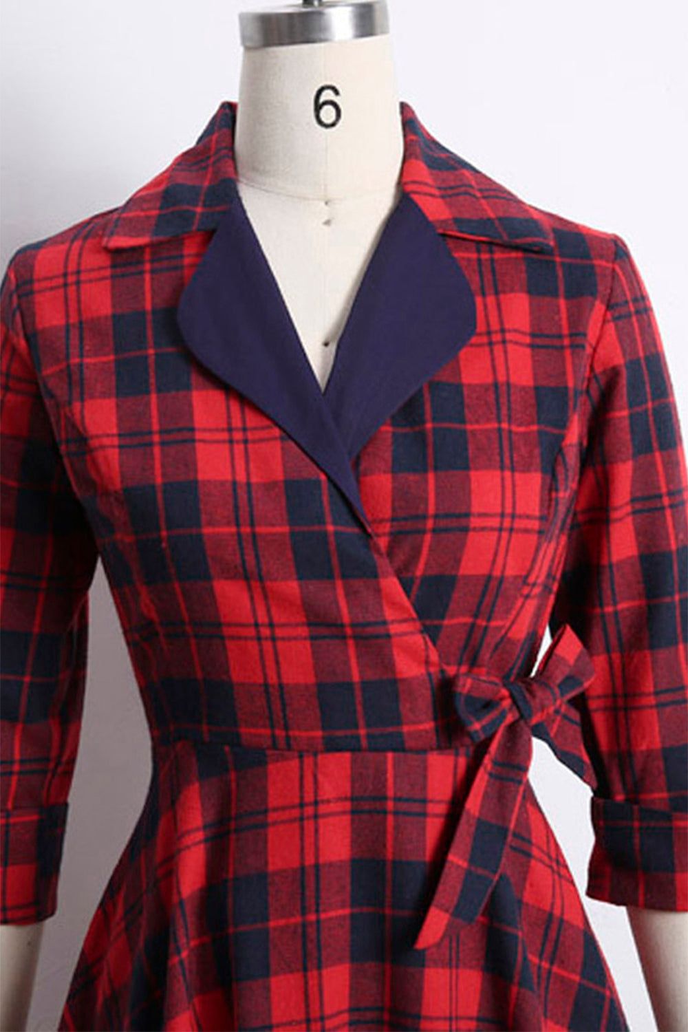 Red Plaid Vintage 1950s Dress sold by Zapaka product image thumbnail 3