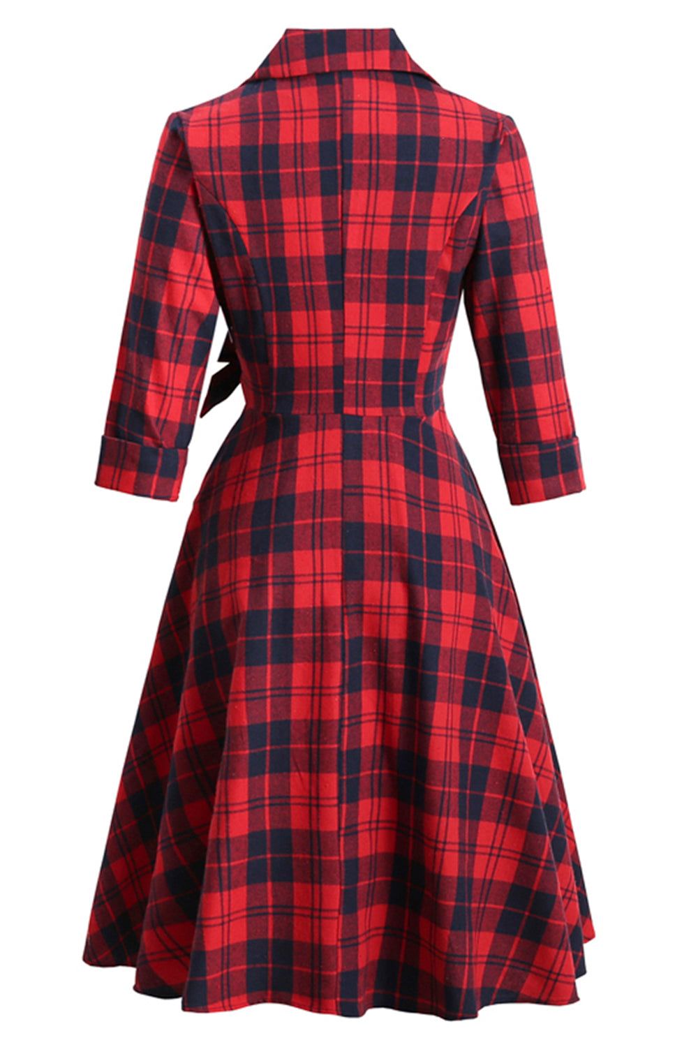 Red Plaid Vintage 1950s Dress sold by Zapaka product image thumbnail 2