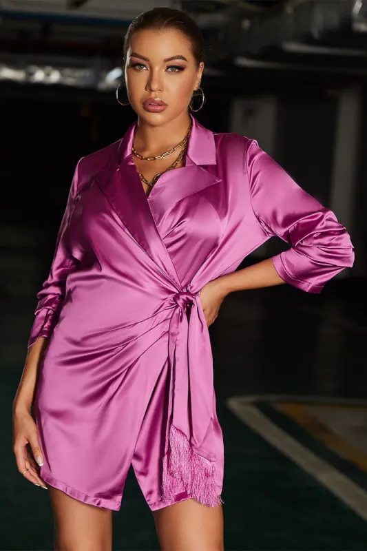 Fuchsia Bodycon Wrap Party Dress made by Zapaka