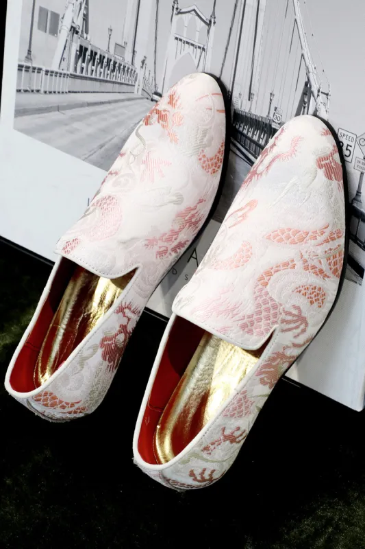 Pink Jacquard Slip-On Men's Shoes sold by Zapaka