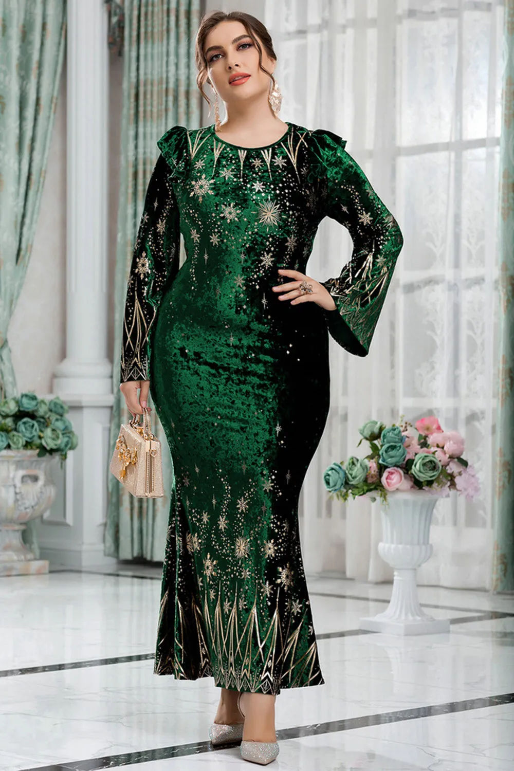 Plus Size Sparkly Velvet Mother of the Bride Dress sold by Zapaka product image thumbnail 4