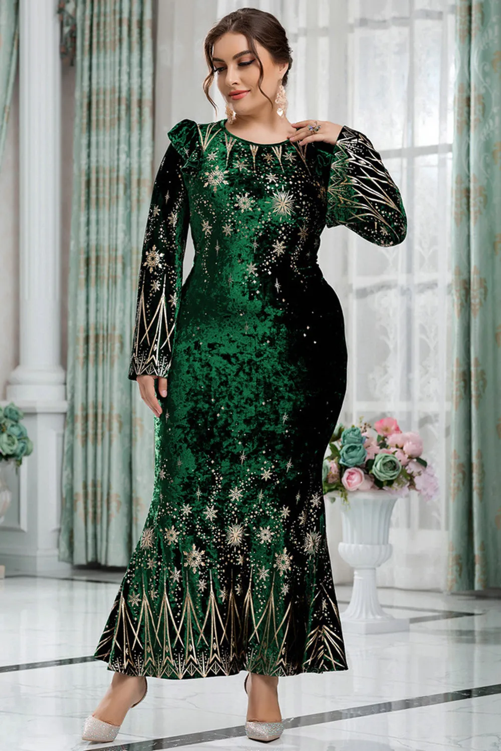Plus Size Sparkly Velvet Mother of the Bride Dress sold by Zapaka