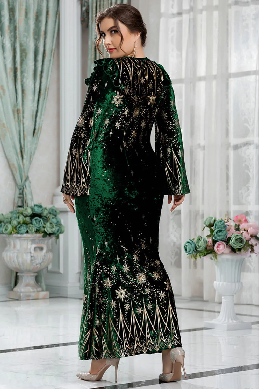 Plus Size Sparkly Velvet Mother of the Bride Dress sold by Zapaka product image thumbnail 2