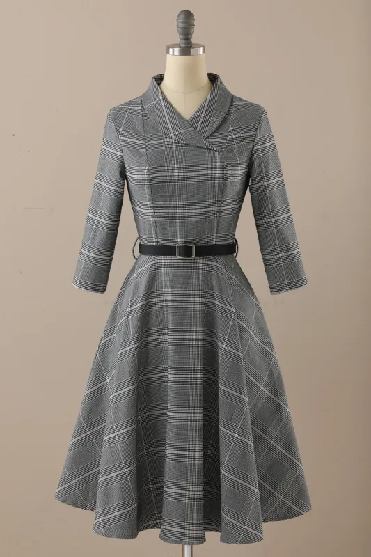 Retro Style Dark Grey Vintage Dress with Long Sleeves sold by Zapaka