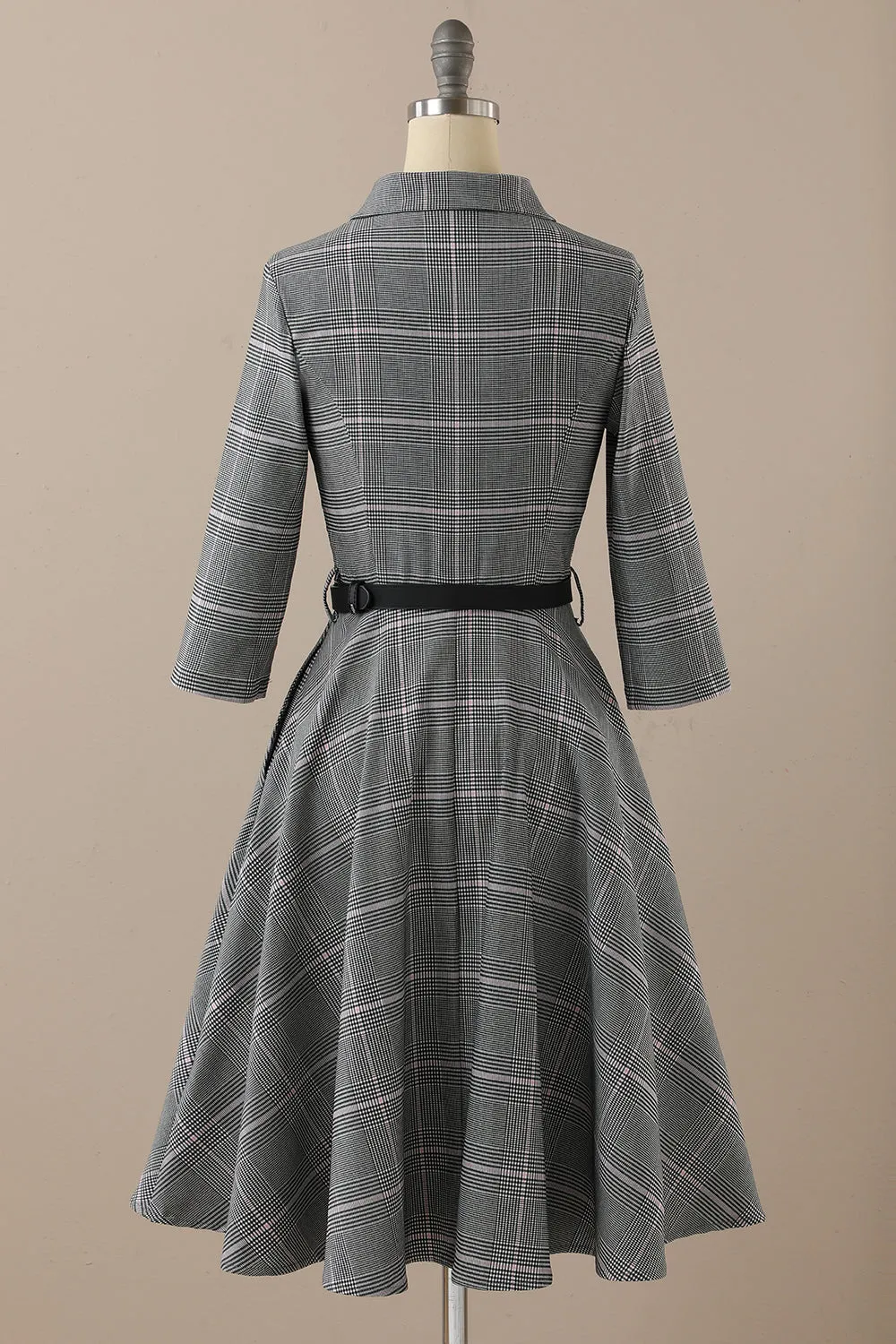 Retro Style Dark Grey Vintage Dress with Long Sleeves sold by Zapaka product image thumbnail 2