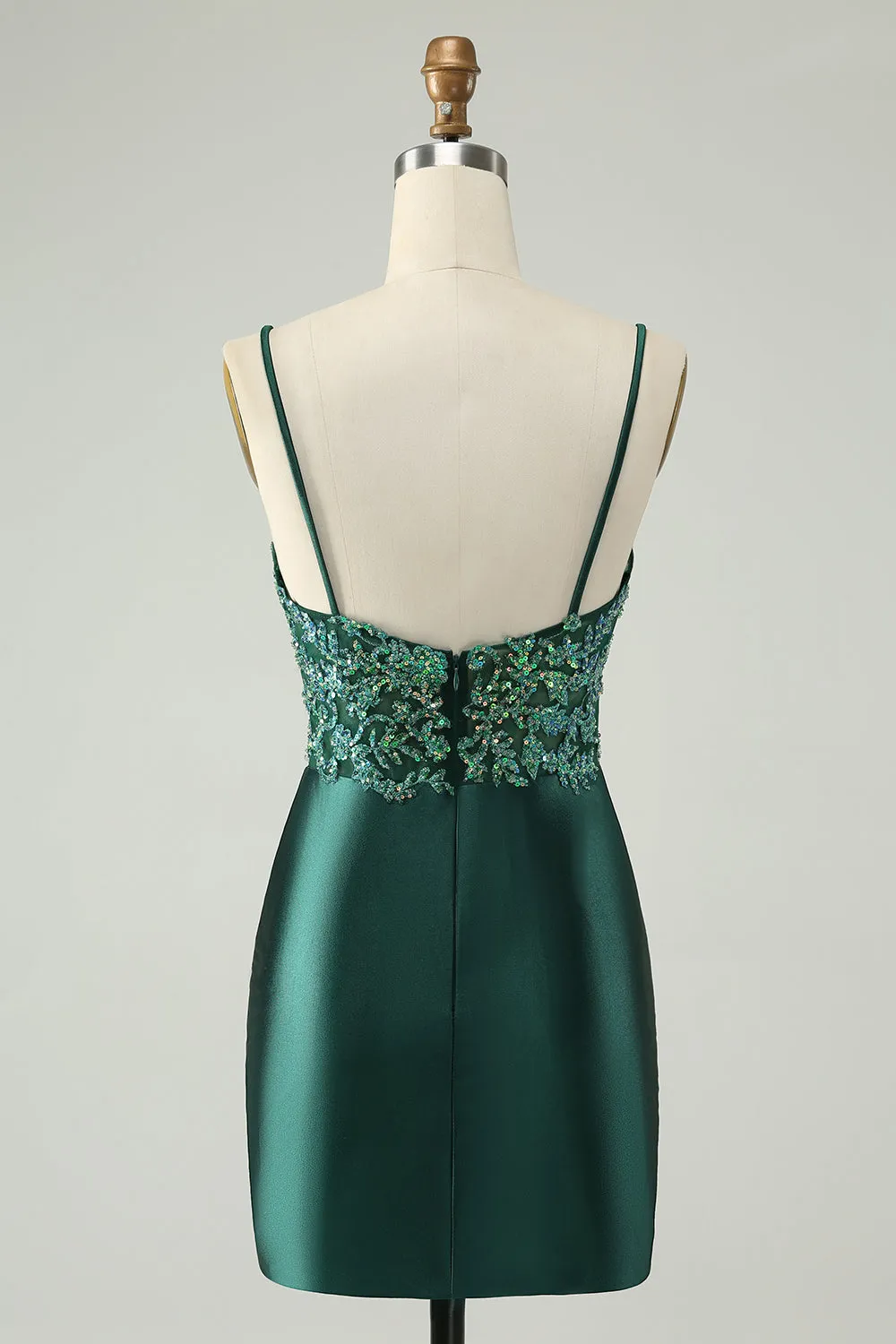 Glitter Dark Green Tight V Neck Short Homecoming Dress with Sequins sold by Zapaka product image thumbnail 2