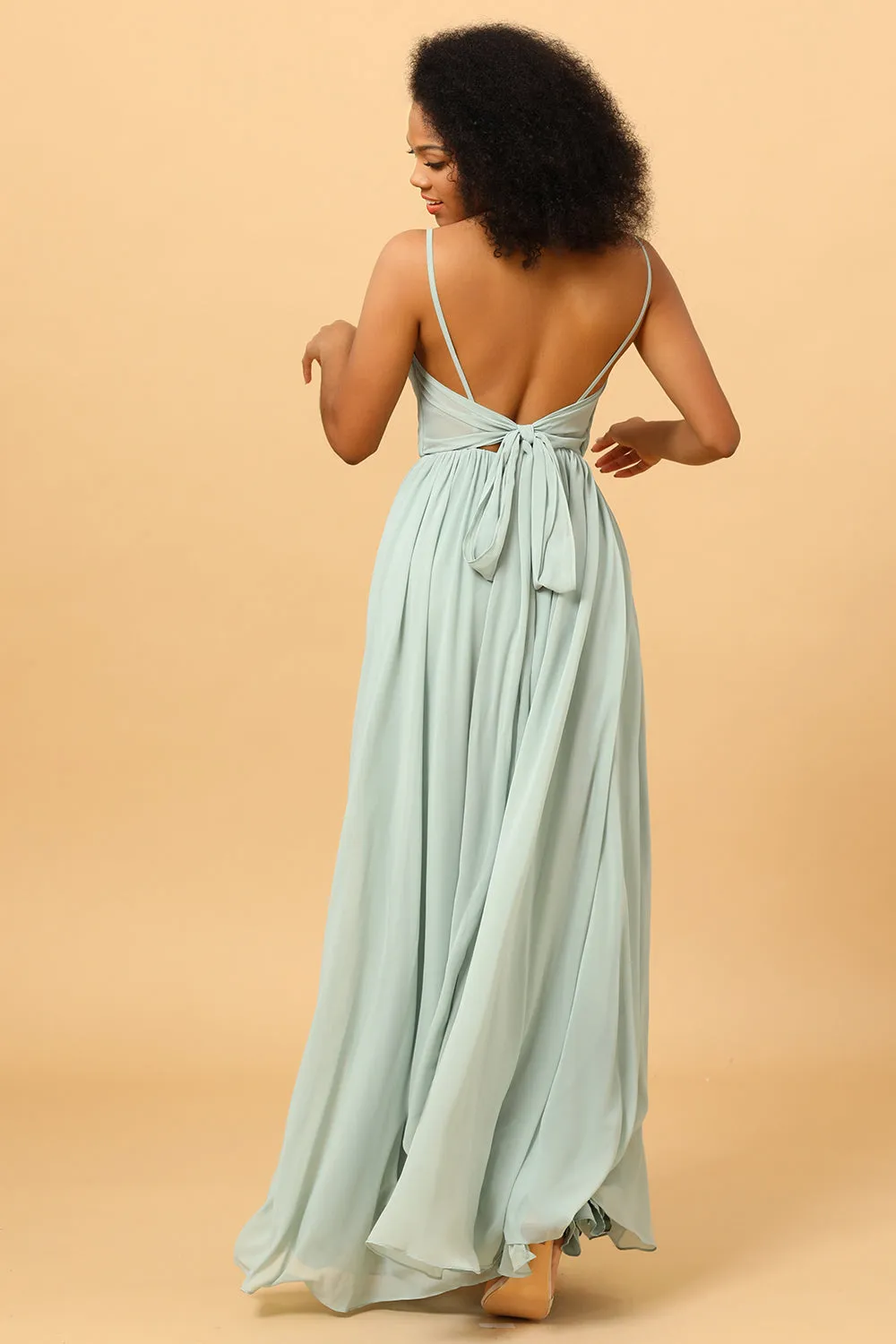Mint Green A-Line Ruched Chiffon Bridesmaid Dress sold by Zapaka product image thumbnail 2