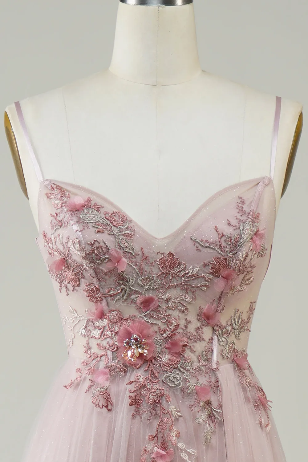 Blush Corset A-Line Long Prom Dress with Flowers sold by Zapaka product image thumbnail 4