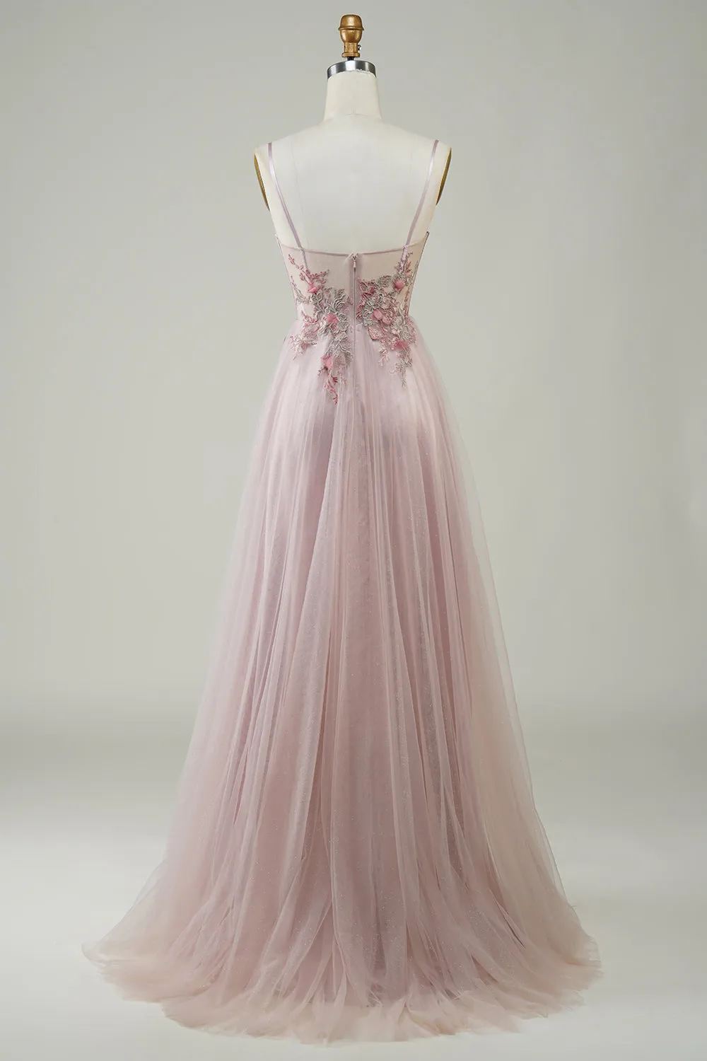 Blush Corset A-Line Long Prom Dress with Flowers sold by Zapaka product image thumbnail 2
