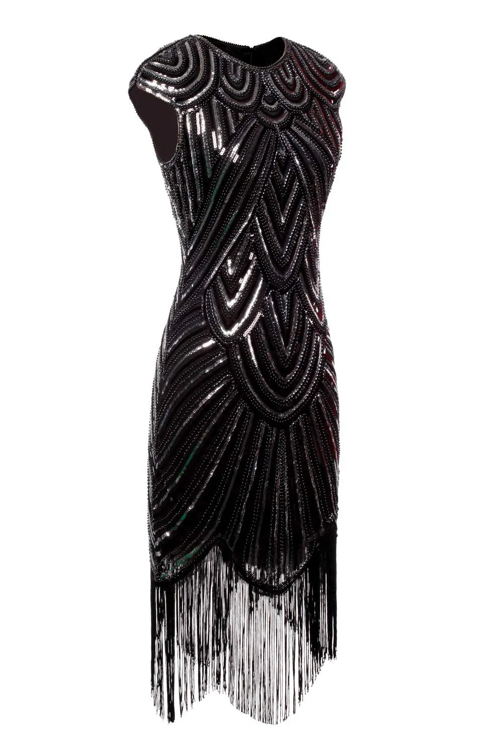Black Gatsby Glitter Fringe 1920s Dress sold by Zapaka product image thumbnail 4