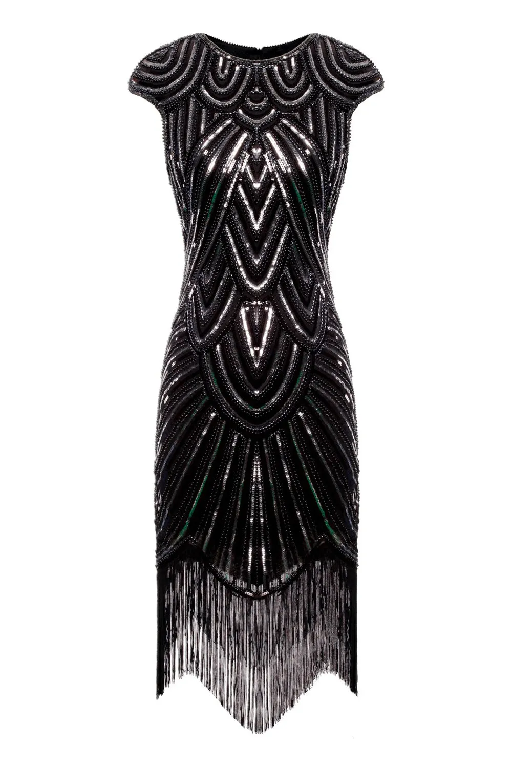 Black Gatsby Glitter Fringe 1920s Dress sold by Zapaka