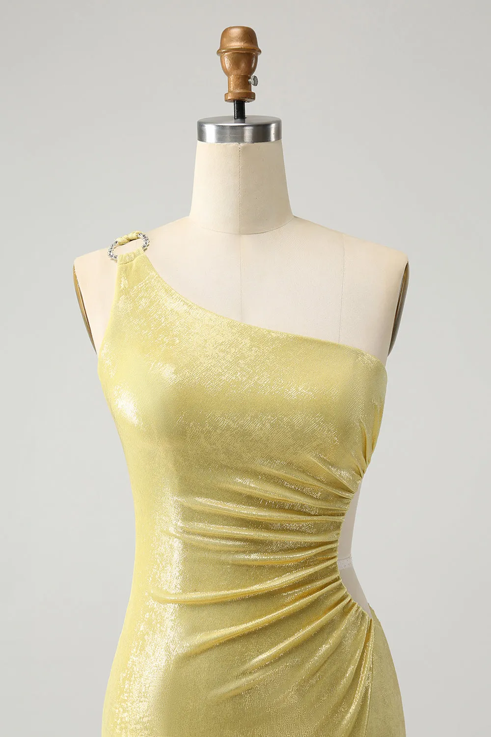 Stylish Yellow Bodycon One Shoulder Short Homecoming Dress with Hollow Out sold by Zapaka product image thumbnail 4