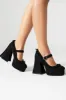 Black Closed Toe Platform Block Heel Shoes sold by Zapaka